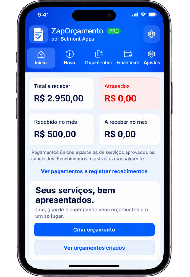 ZapOrçamento: aplicativo e orçamento em PDF